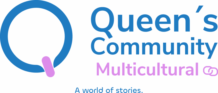 Logo QC Multicultural Con Slogan logo azul 4